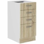 SARA low cabinet - 4 drawers - Sonoma oak decor - L40xD48xH82 cm - Worktop not included - Made in Poland