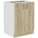 SARA kitchen base unit - 2 doors - Sonoma oak decor - L60 x D48 x H 82 cm