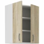SARA high cabinet - 2 doors - Sonoma oak decor - L60xD31xH71.5 cm - Made in Poland - Image 2