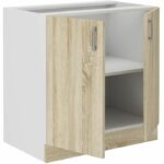 SARA low cabinet - 2 doors - Sonoma oak decor - L80xD48xH82 cm - Worktop not included - Made in Poland - Image 2