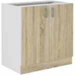 SARA low cabinet - 2 doors - Sonoma oak decor - L80xD48xH82 cm - Worktop not included - Made in Poland