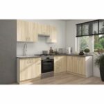 SARA high cabinet - 2 doors - Sonoma oak decor - L80xD31xH71.5 cm - Made in Poland - Image 4