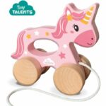 2 in 1 Wooden Unicorn - Push and Pull - SES CREATIVE - Pink unicorn to push or pull. - Image 2