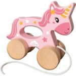 2 in 1 Wooden Unicorn - Push and Pull - SES CREATIVE - Pink unicorn to push or pull. - Image 6