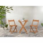 FSC acacia wood bistro set - Consisting of a square table and 2 folding chairs - Image 2