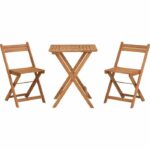 FSC acacia wood bistro set - Consisting of a square table and 2 folding chairs
