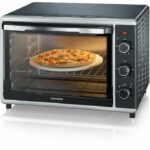 Mini oven heat severin to2058 rotating 42 l, pizza stone and turns, posable oven 1,800 W, 120 min timer, black/stainless steel