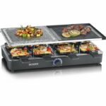 Gril Severin raclette - RG2376 - 8 people - Natural cooking stone and non -stick reversible plate - Adjustable thermostat