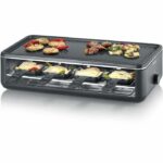 Raclette machine - SEVERIN - RG2365 - 8 people - Ceramic cooking plate 48 x 24 cm - Raclette grill 1300 W - Black