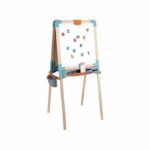 Smoby - Double-sided wooden board - Chalk and magnetic whiteboard - Foldable and adjustable height - 80 accessories - From 3 years old