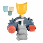 Smoby Little Smoby Hippo Bath Toy - Slide and Wheels for 18 Month Old Baby - Blue and Green - Image 2