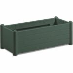 STEFANPLAST Rectangular flower tray - Wood finish - 100x43xH35cm - 80L - Darkgreen