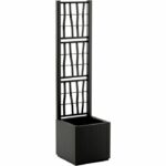 Flower box – ETHICA – Graphite – Square with trellis – 38 L – STEFANPLAST