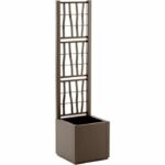 Flower box – ETHICA – Taupe – Square with trellis – 38 L – STEFANPLAST