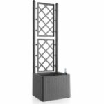 STEFANPLAST - Deluxe flower box - square with mesh stone gray - 43x43xh142cm