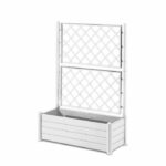 STEFANPLAST Rectangular flower box with lattice - Wood finish - 100 x 43 x H 142 cm - 80 L - White - Image 2