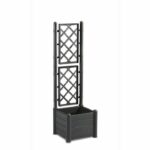 ITALIA square flower box with trellis - 30L - Plastic - Anthracite - Image 2