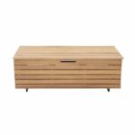 Garden chest 190L in exotic FSC eucalyptus wood - 190 L - 48.5 x 109.5 x 37 cm - With wheels - Teak Effect - Image 2