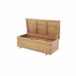 Garden chest 190L in exotic FSC eucalyptus wood - 190 L - 48.5 x 109.5 x 37 cm - With wheels - Teak Effect - Image 3