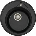 Stradour Sink To Built Ronda, in SMC Black Slope - 06, 1 Bac, Dim. Ø 49 cm, Manual emptying