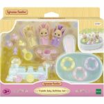 Miniature figurines – SYLVANIAN FAMILIES – 5707 – The Creme Rabbit triplets and bath accessories