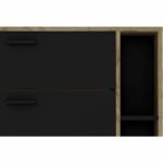 LEONA 2-Door Shoe Cabinet - Black Melamine and Rustic Oak Surround - 8 to 10 Pairs - L90 x D25 x H102 cm - Image 4