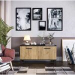 THEO 2-Door Shoe Cabinet - Rustic Oak Melamine and Black Trim - 8 to 10 Pairs - L100 x D40 x H52 cm - Image 2