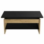 Coffee table - Chene and black decor - liftable - L 100 x D 50 x H 44 cm - Happy - Image 3