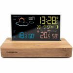 Weather station alarm clock - THOMSON - Dark wood - Temperature display, Hygrometry, Dual alarm, USB-C, Wireless probe