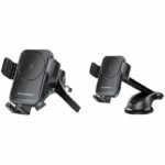 Phone holder - THOMSON - With induction charger - Two mounting systems: on ventilation grille and by suction cup