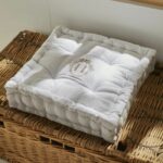 Floor cushion - TODAY - CHARME - Slub x Chambray x Berenice Embroidery - 40 x 40 x 10 cm