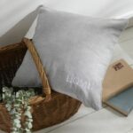 Cushion - TODAY - CHARME - Chambray x Petite broderie Capucine - 40 x 40 cm - Image 2