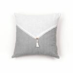 Cushion - TODAY - CHARME - Slub x Chambray x Pompon Capucune - 40 x 40 cm - Image 3