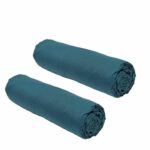 Set of 2 sheets covers today essential - 140 x 190 cm - 2 people - 100% cotton - peacock - Image 2