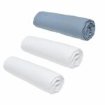 Set of 3 TODAY Essential fitted sheets - 160 x 200 cm - 2 people - 100% Cotton - Chalk/Denim - Image 2