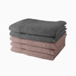 Set of 5 TODAY Bath Sheets 70×130 cm 100% Cotton – 3 sand roses + 2 steel