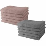 Set of 10 TODAY towels 50×90 cm 100% Cotton – 5 sand roses + 5 steel
