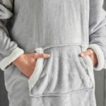 Fleece plaid sweatshirt - TODAY - Long sleeves and pocket - 70 x 87 cm - Grey - Image 3