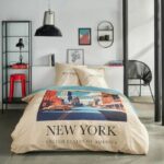 Bedding set – TODAY – JAVA – 2 people – 240×220 cm – Cotton – New York print – Beige