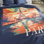 Bedding set - TODAY - JAVA - 2 people - 240x220 cm - Cotton - Paris print - Blue - Image 3