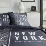 Bedding set - TODAY - JAVA - 2 people - 240x220 cm - Cotton - New York print - Black - Image 2
