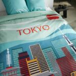 Bedding set - TODAY - JAVA - 2 people - 240x220 cm - Cotton - Tokyo print - Blue - Image 2