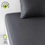Fitted sheet - TODAY - 180 x 200 cm + 30 cm - Cotton - Organic Charcoal