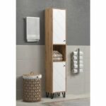 Bathroom column - White and oak decor - 2 doors - 1 niche - L36 x H191 x D29cm - TOUCH - Image 2