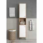 Bathroom column - White and oak decor - 2 doors - 1 niche - L36 x H191 x D29cm - TOUCH - Image 5