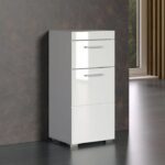 AMANDA bathroom cabinet - 1 door + 1 drawer - Glossy white - L37 x D31 x H79 cm - Image 2