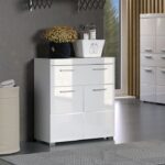 Amanda bathroom cabinet - Glossy white - 2 doors + 1 drawer - L73 x D31 x H79 cm - Image 2