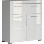 Amanda bathroom cabinet - Glossy white - 2 doors + 1 drawer - L73 x D31 x H79 cm