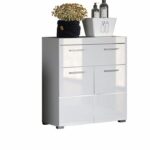 Amanda bathroom cabinet - Glossy white - 2 doors + 1 drawer - L73 x D31 x H79 cm - Image 5
