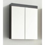 Bathroom Mirror Cabinet - AMANDA - 2 mirror doors - Grey - 60x17x77cm